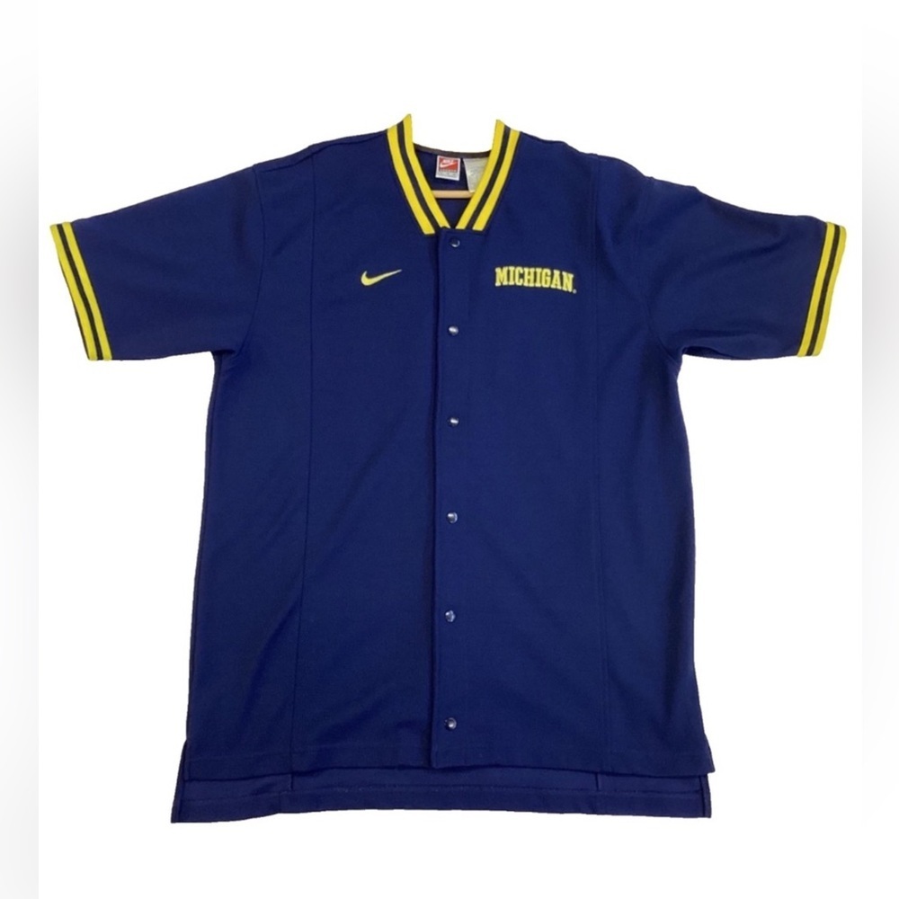 Nike Michigan Wolverines Snap Button Jersey Shirt Blue Yellow Men’s XL